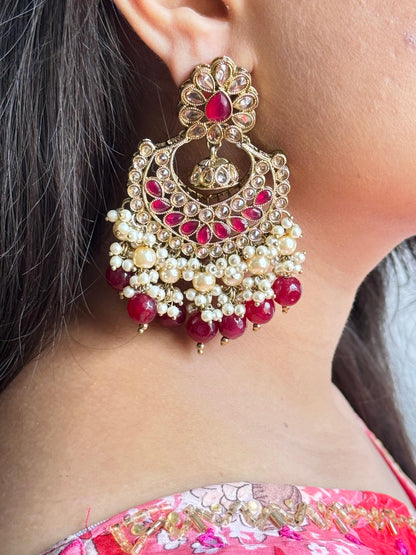 Red Chandbali Earrings