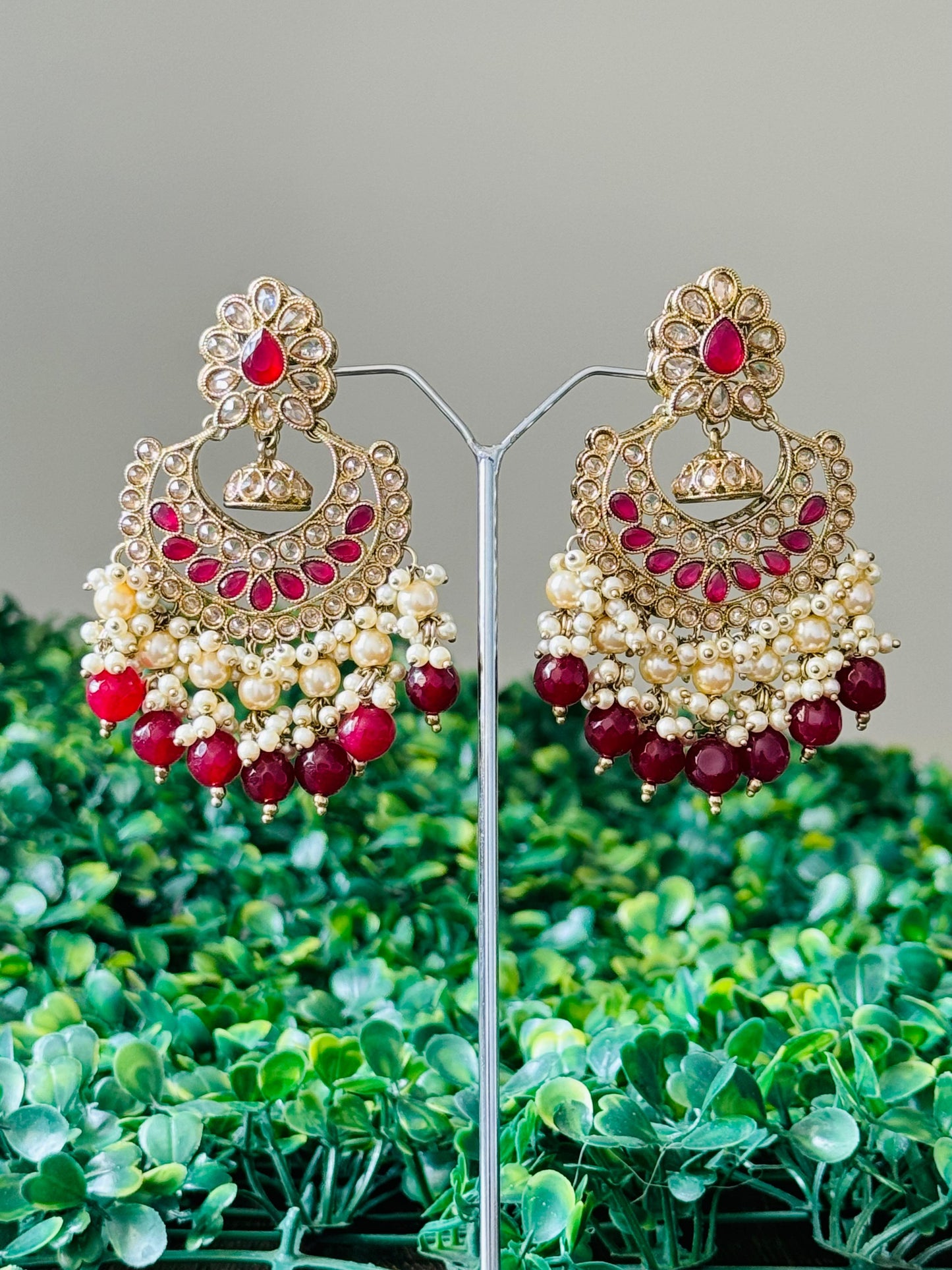 Red Chandbali Earrings