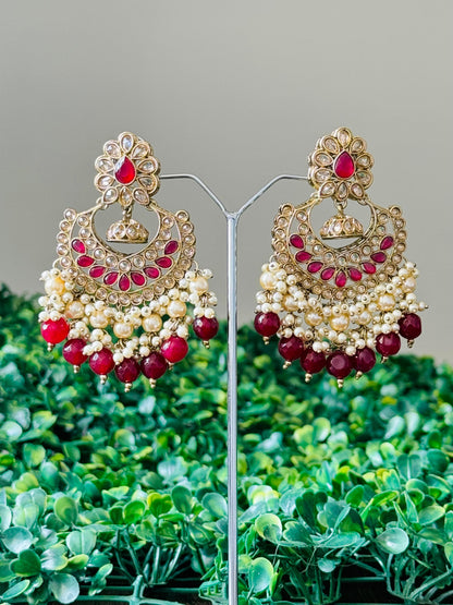 Red Chandbali Earrings