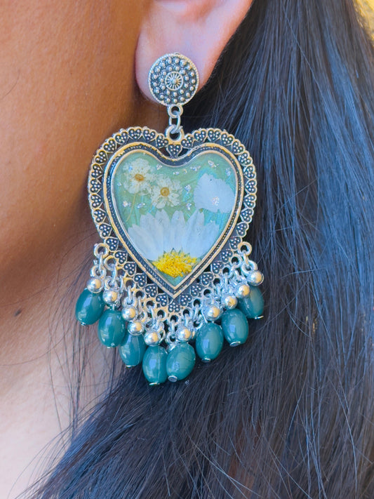Heart-Shaped Resin Jhumkas