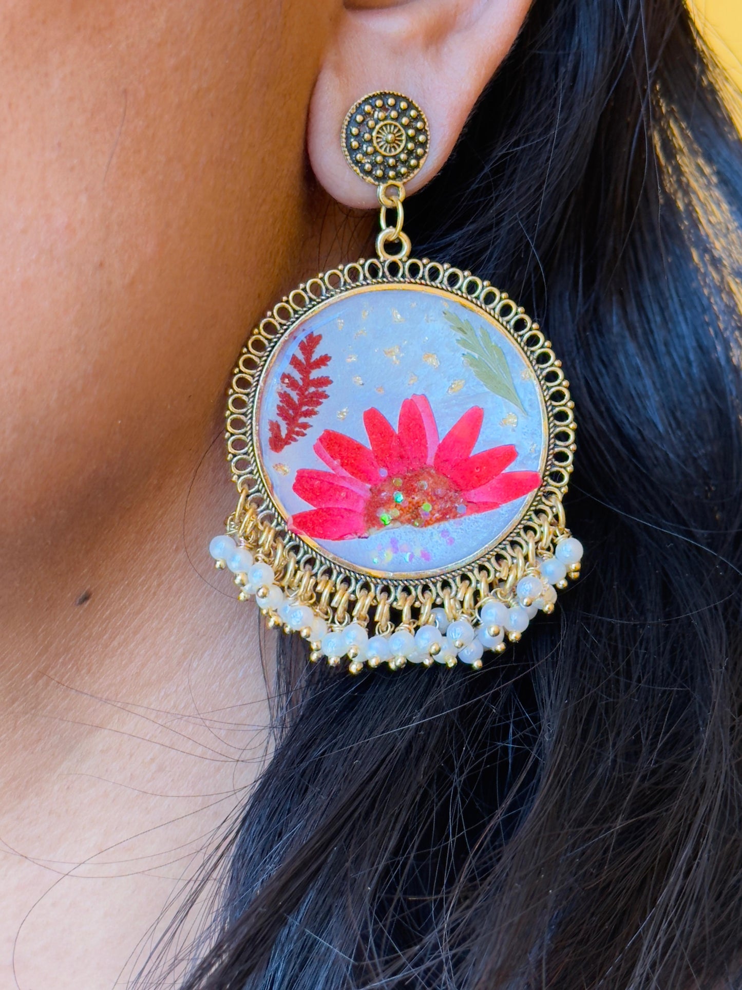 Red Resin Jhumkas