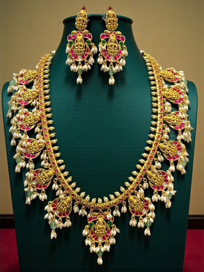 Long Jadau Fusion Antique Necklace Set
