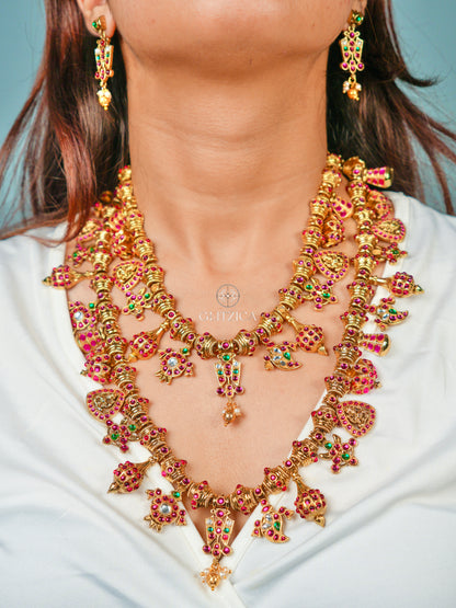 Double Layer Devasree Jadau Antique Necklace Set