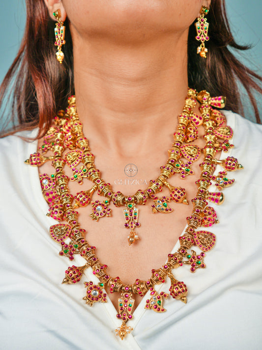 Double Layer Devasree Jadau Antique Necklace Set