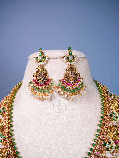 Shreya Temple Long Jadua Kundan Necklace Set