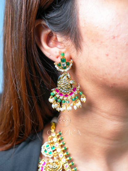 Shreya Temple Long Jadua Kundan Necklace Set