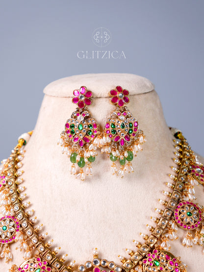 Bhavana Peacock Jadua Kundan Necklace Set
