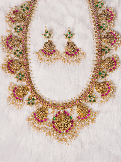 Priyanka Temple Long Jadua Kundan Necklace Set