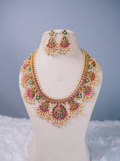 Priyanka Temple Long Jadua Kundan Necklace Set