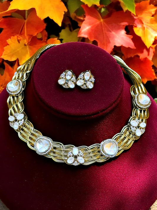 Kanika Moissanite CZ Hasli Necklace Set