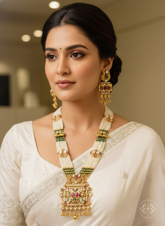Deepika Meenakari Antique Long Necklace Set