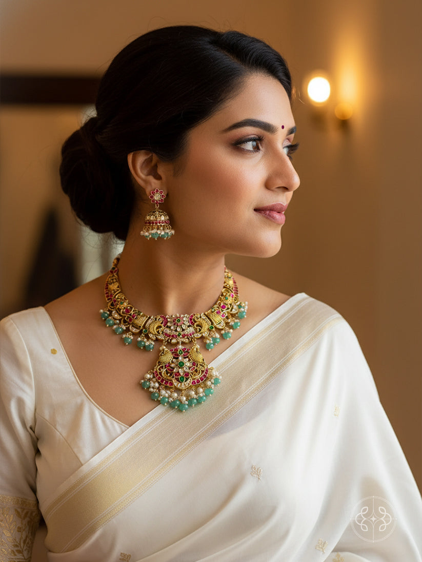 Padmavati Jadau Antique Necklace set