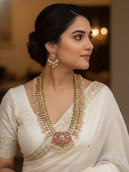 Long Athira Jadau Antique Necklace Set