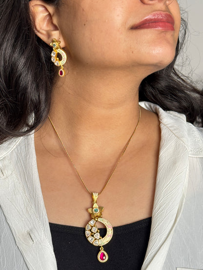 Royal Kundan Polki Pendant Set