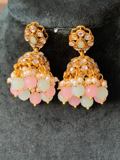 Pastel Kundan Necklace Set with Maangtika