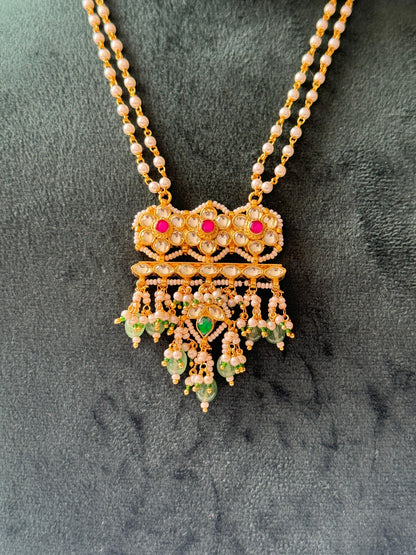 Kriya Pachi Kundan Multistranded Pearl Necklace Set