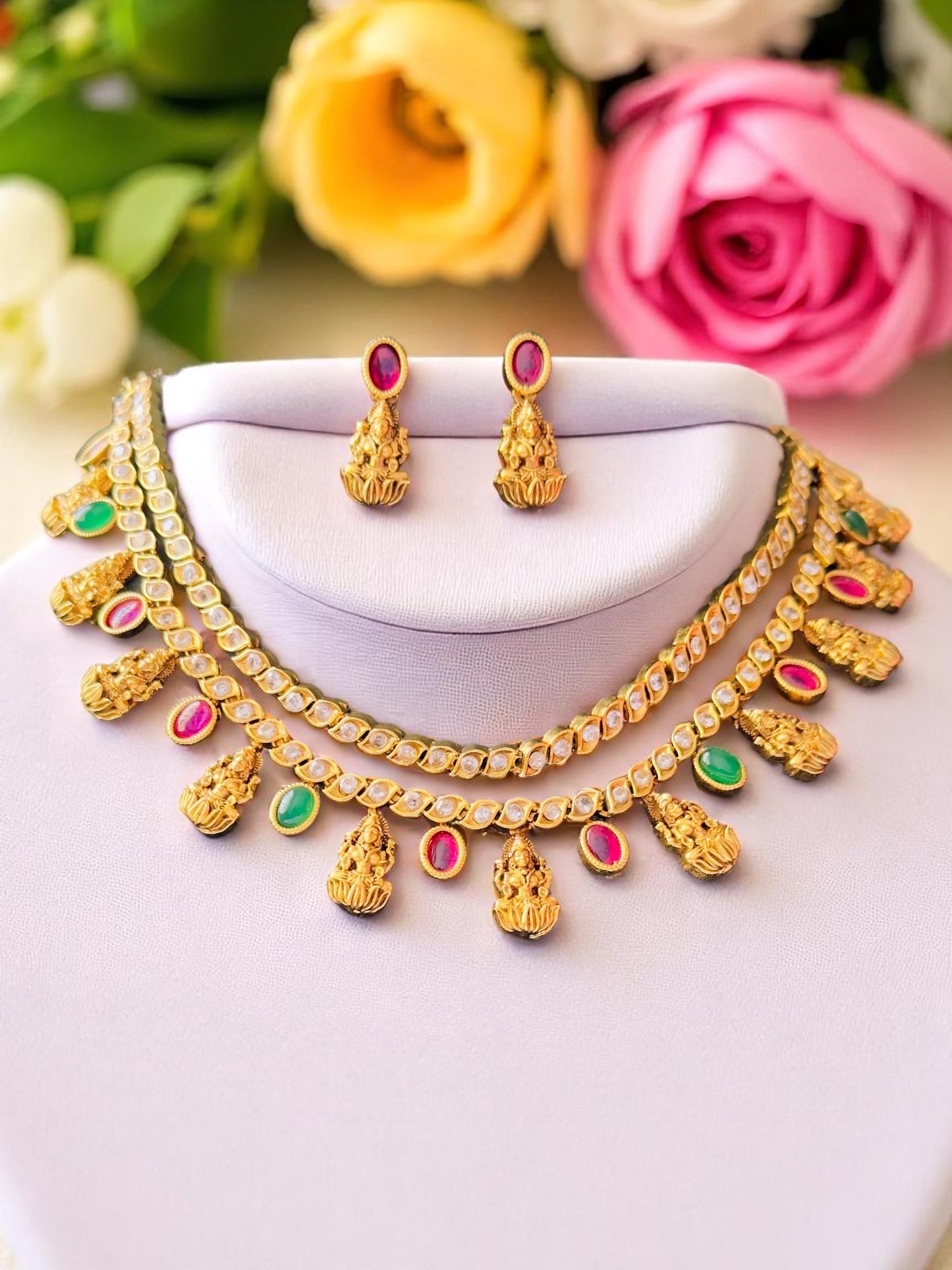 Soundarya Layered Temple Antique Necklace Set