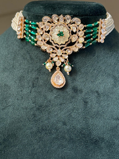 Archie Moissanite Green Choker Set