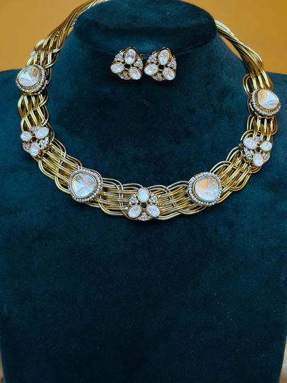 Kanika Moissanite CZ Hasli Necklace Set