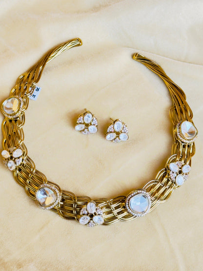 Kanika Moissanite CZ Hasli Necklace Set