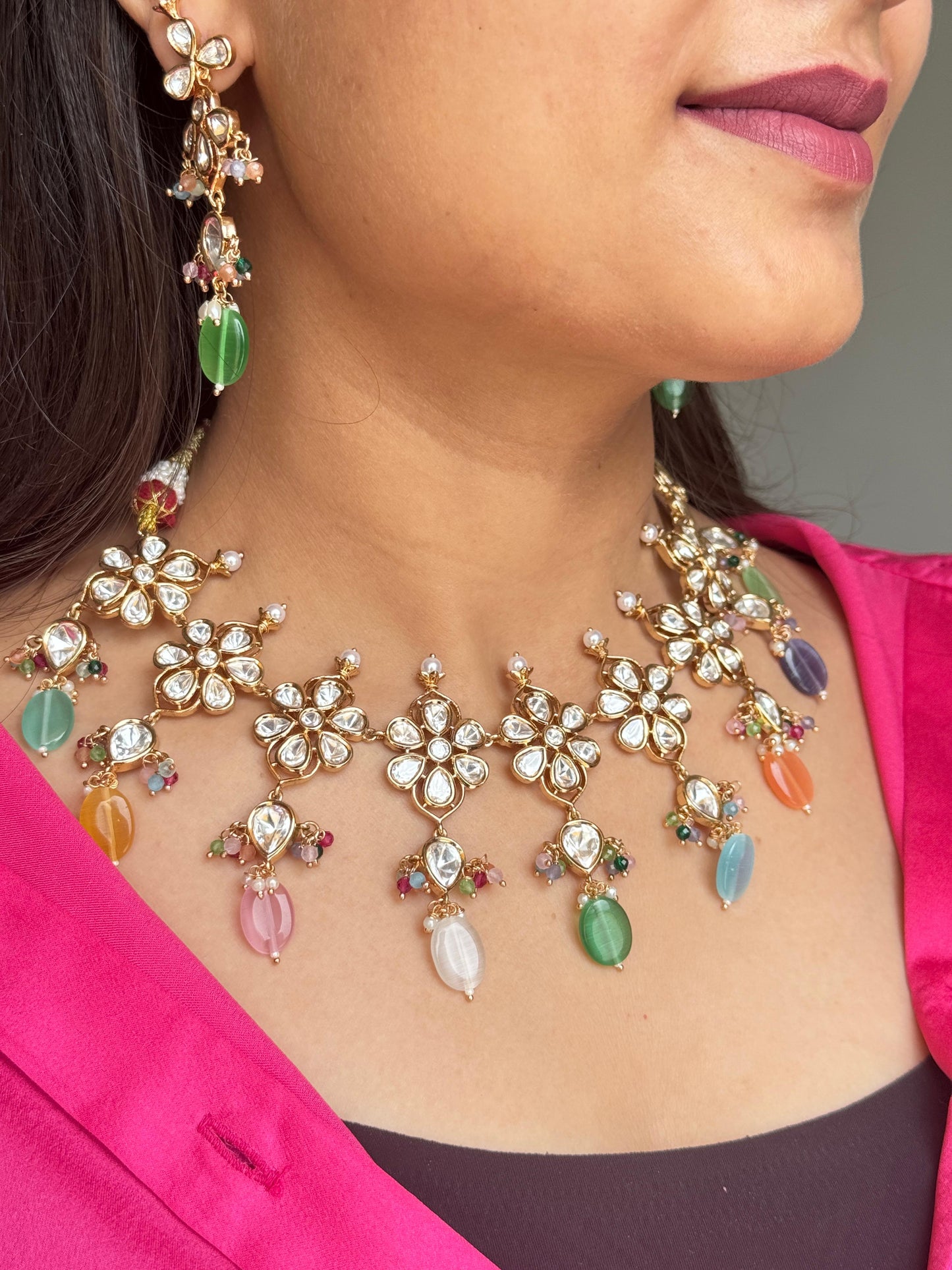 Rangini Navratna Fusion Necklace Set