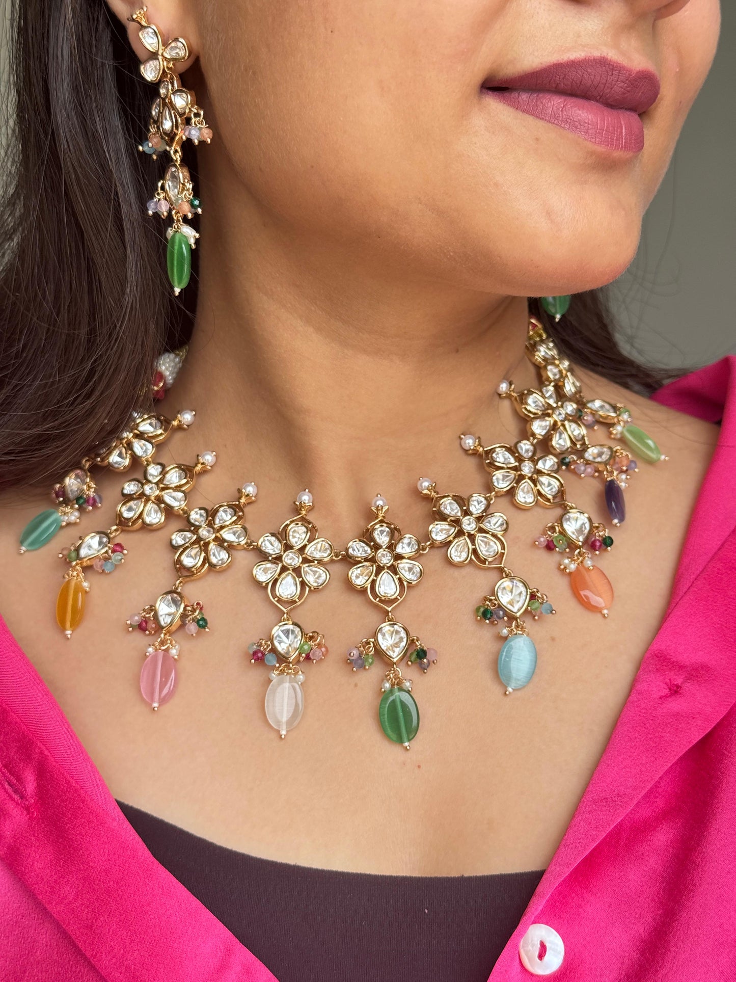 Rangini Navratna Fusion Necklace Set