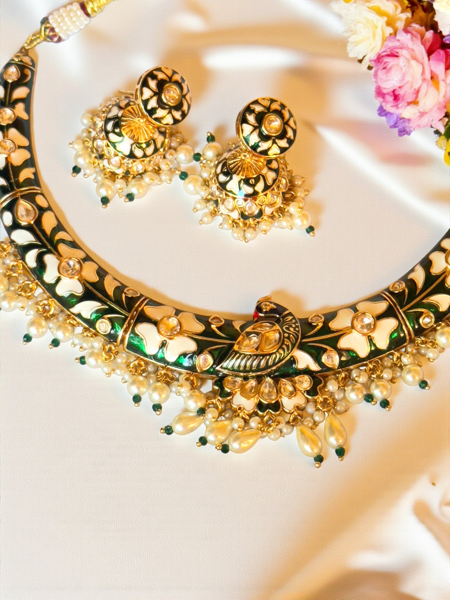 Iraanya Meenakari Polki Hasli Necklace Set