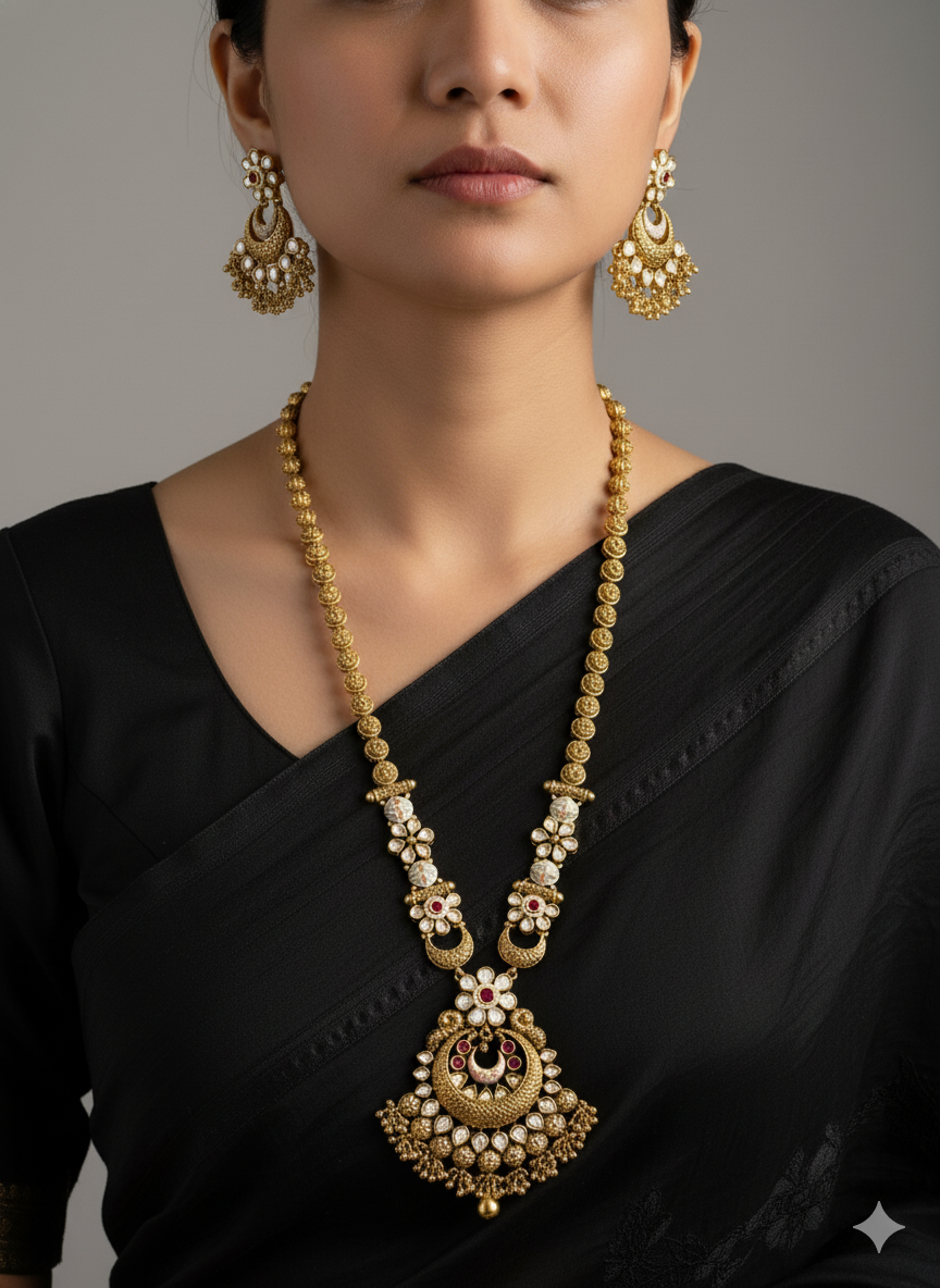 Pratika Meenakari Polki Antique Necklace Set