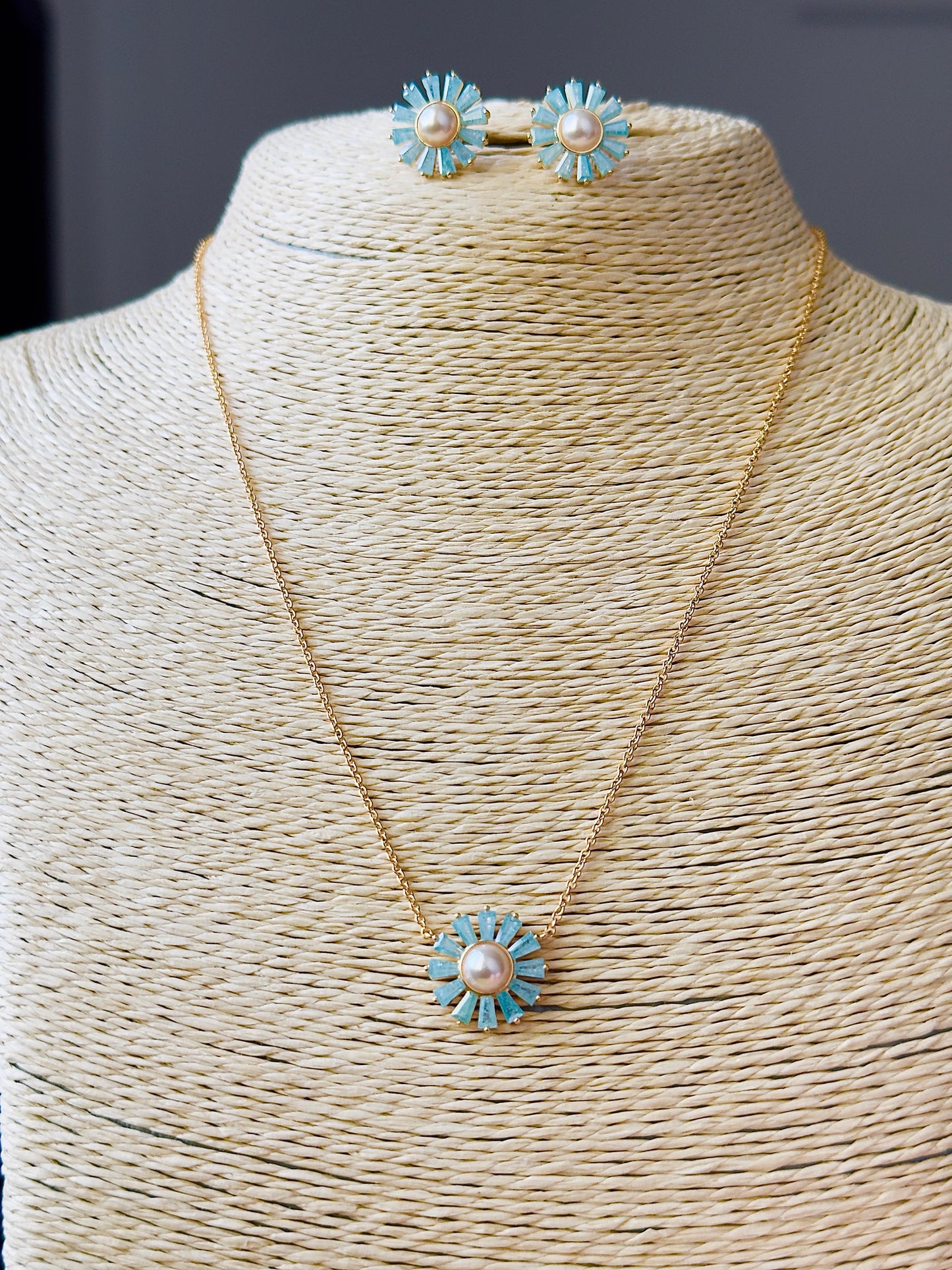 Blushing Blossom Pearl Petal CZ Necklace Set
