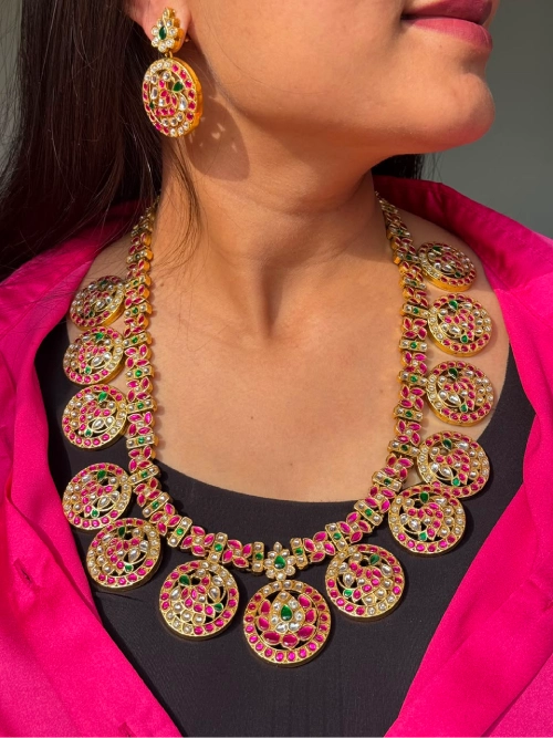Anvitha Jadau Bottumala Haram Necklace Set