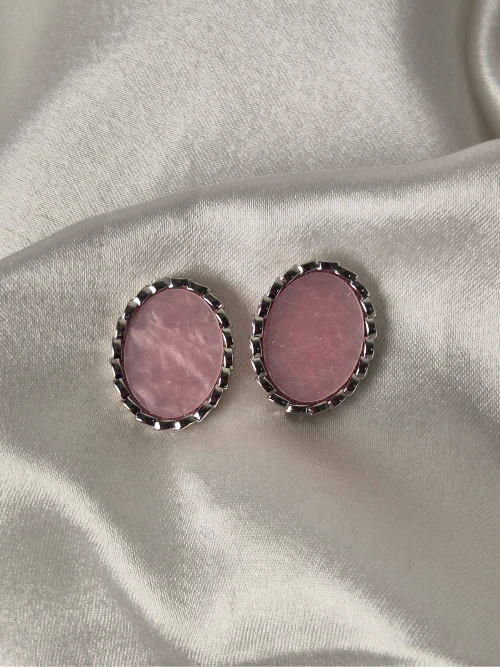 Rhodium-Plated Mother of Pearl Earrings