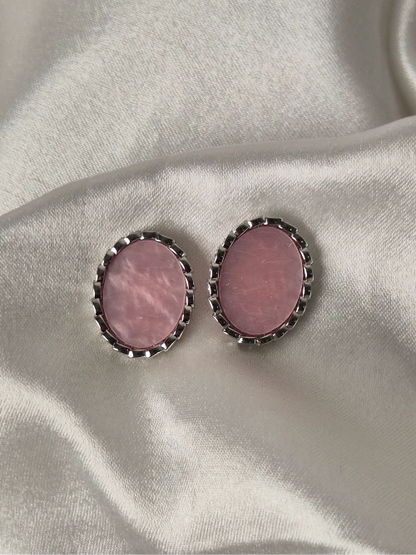 Rhodium-Plated Mother of Pearl Earrings