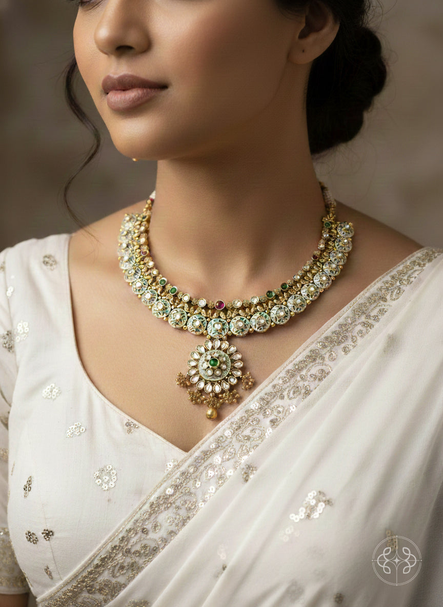 Pankhuri Kundan Meenakari Antique Necklace Set