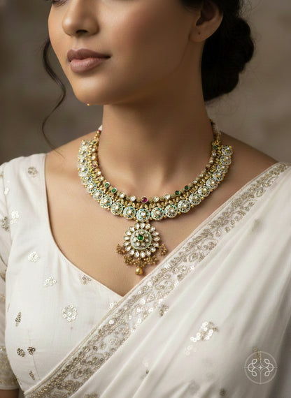 Pankhuri Kundan Meenakari Antique Necklace Set