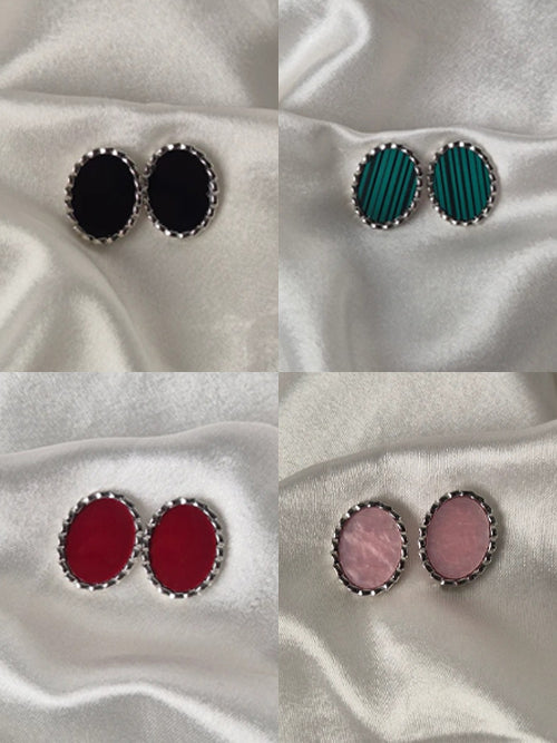 Rhodium-Plated Mother of Pearl Earrings