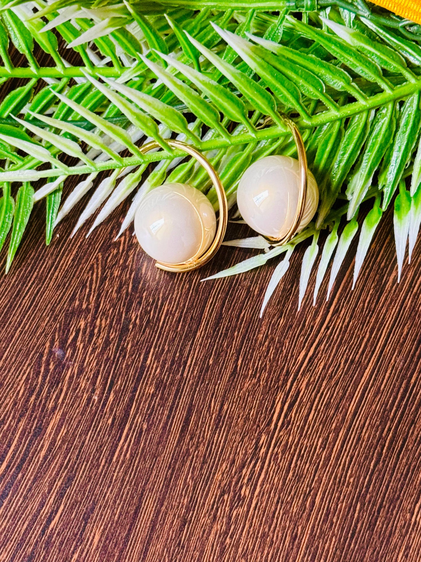 C-Shaped Pearl Hoop Earrings