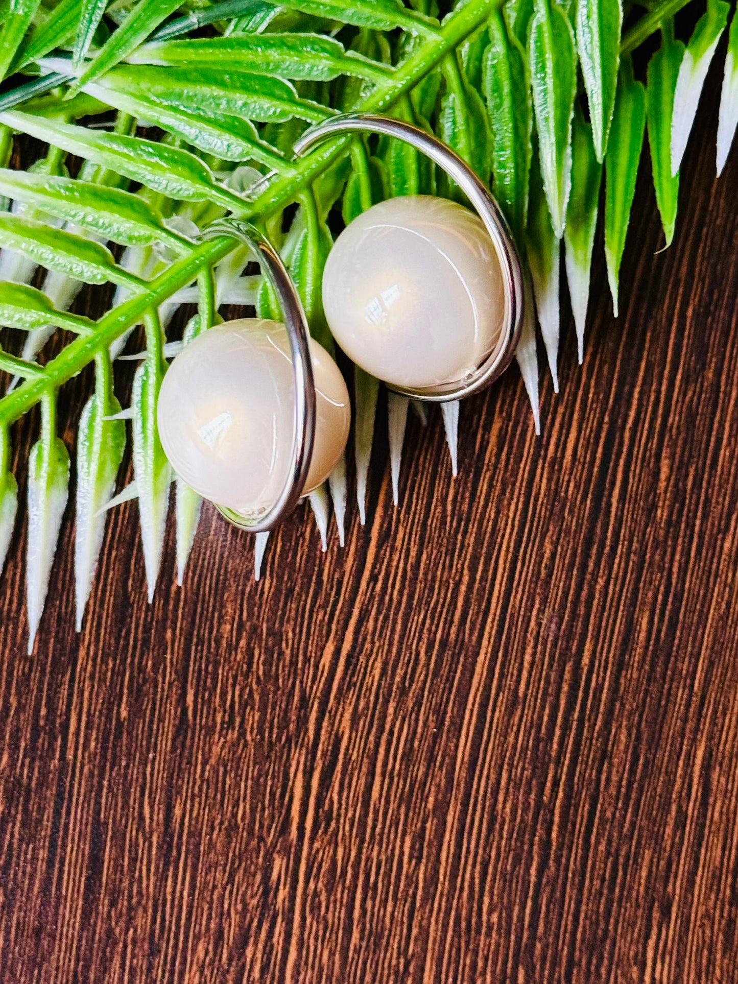 C-Shaped Pearl Hoop Earrings