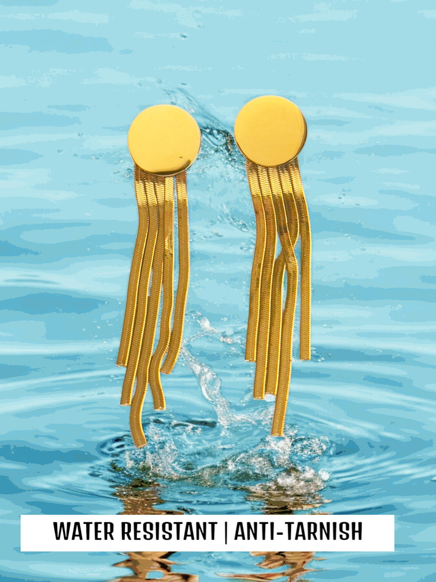 Gold Plated Long Chain Tassel Earrings