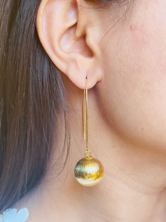 Gold-Plated Ball Drop Earrings
