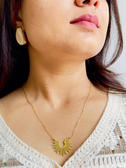 Gold-plated Sunburst Pendant Necklace