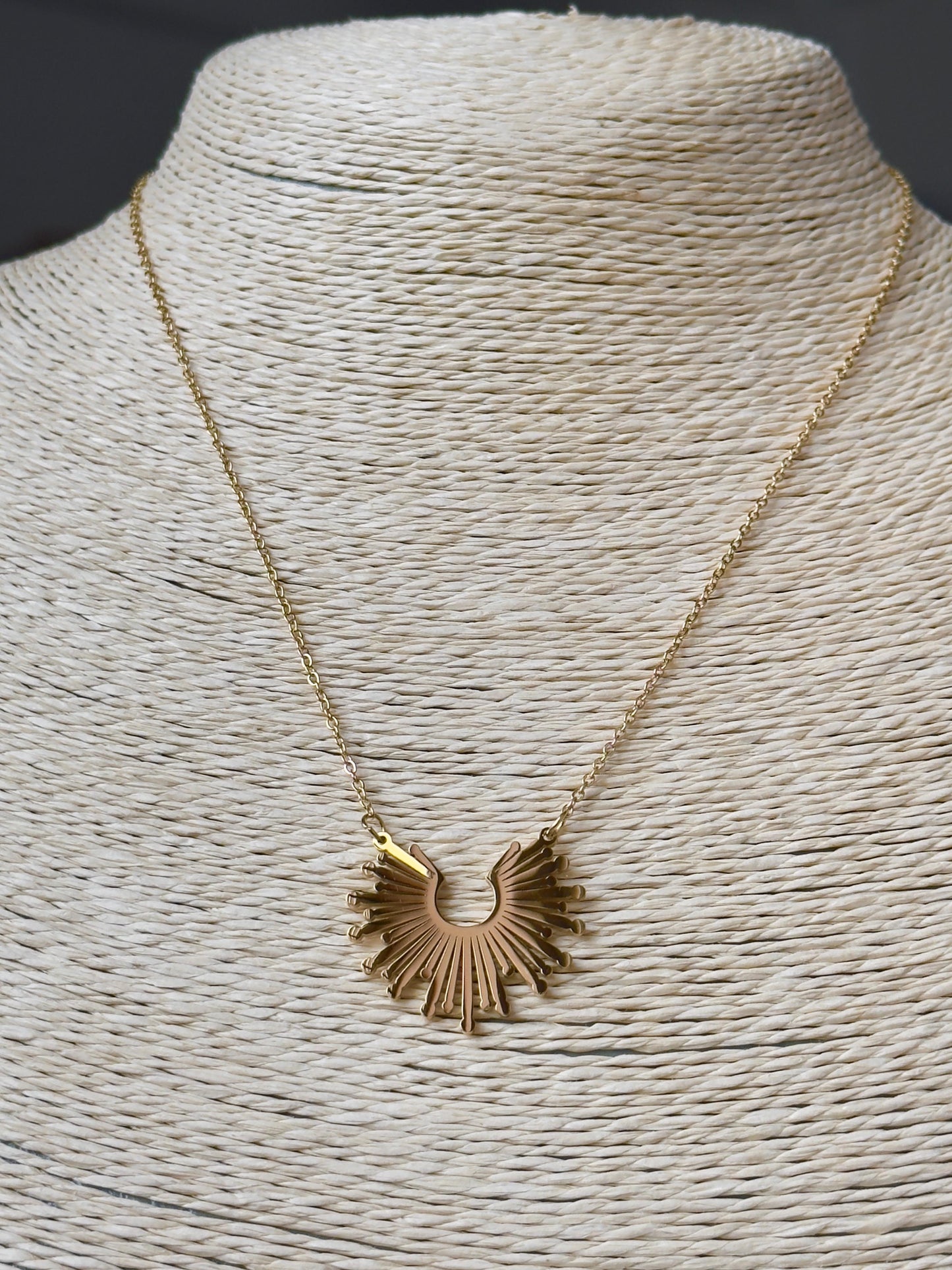 Gold-plated Sunburst Pendant Necklace