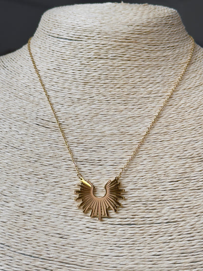 Gold-plated Sunburst Pendant Necklace