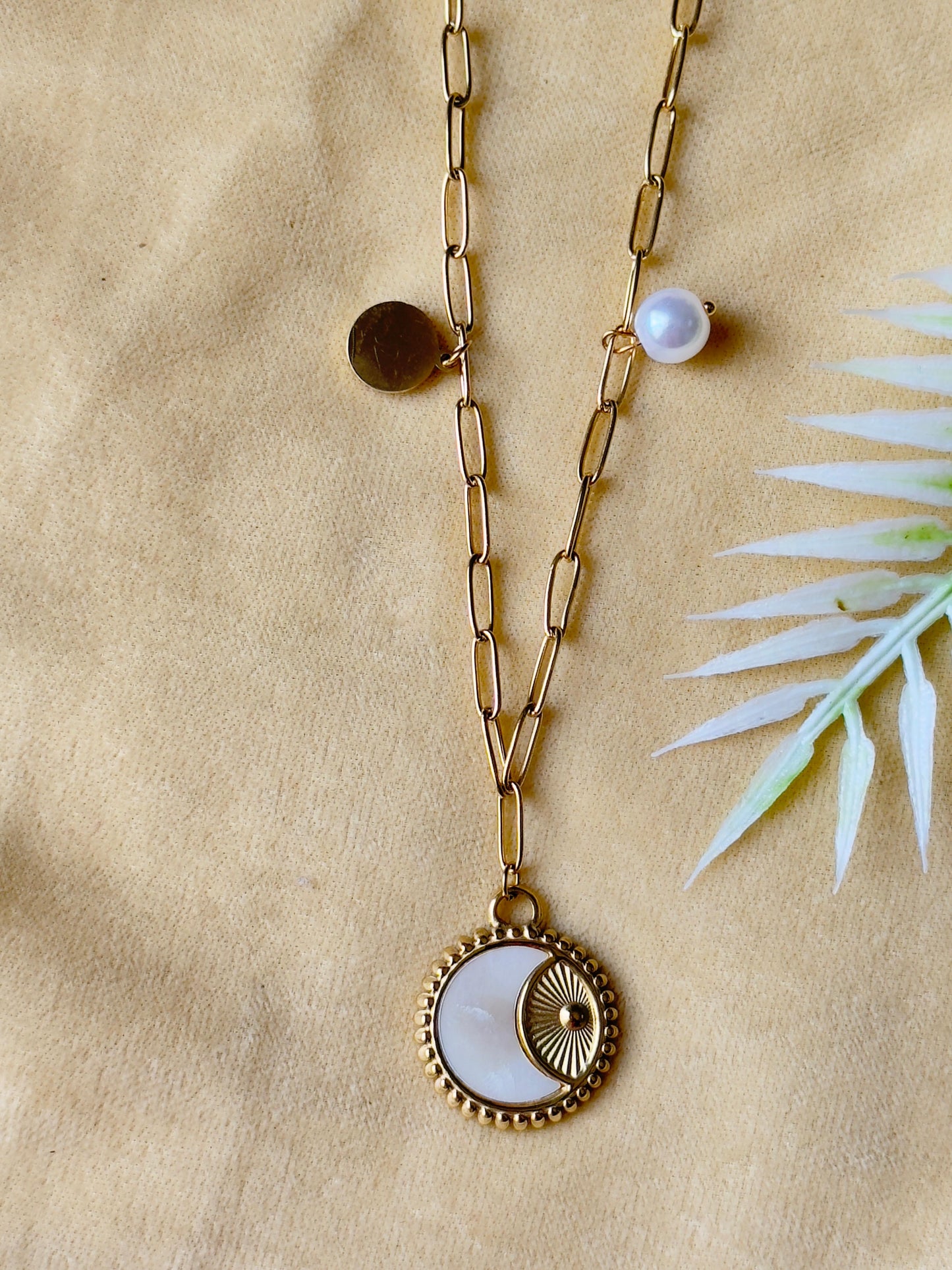 18K Gold-Plated Moon and Sun Pendant Necklace