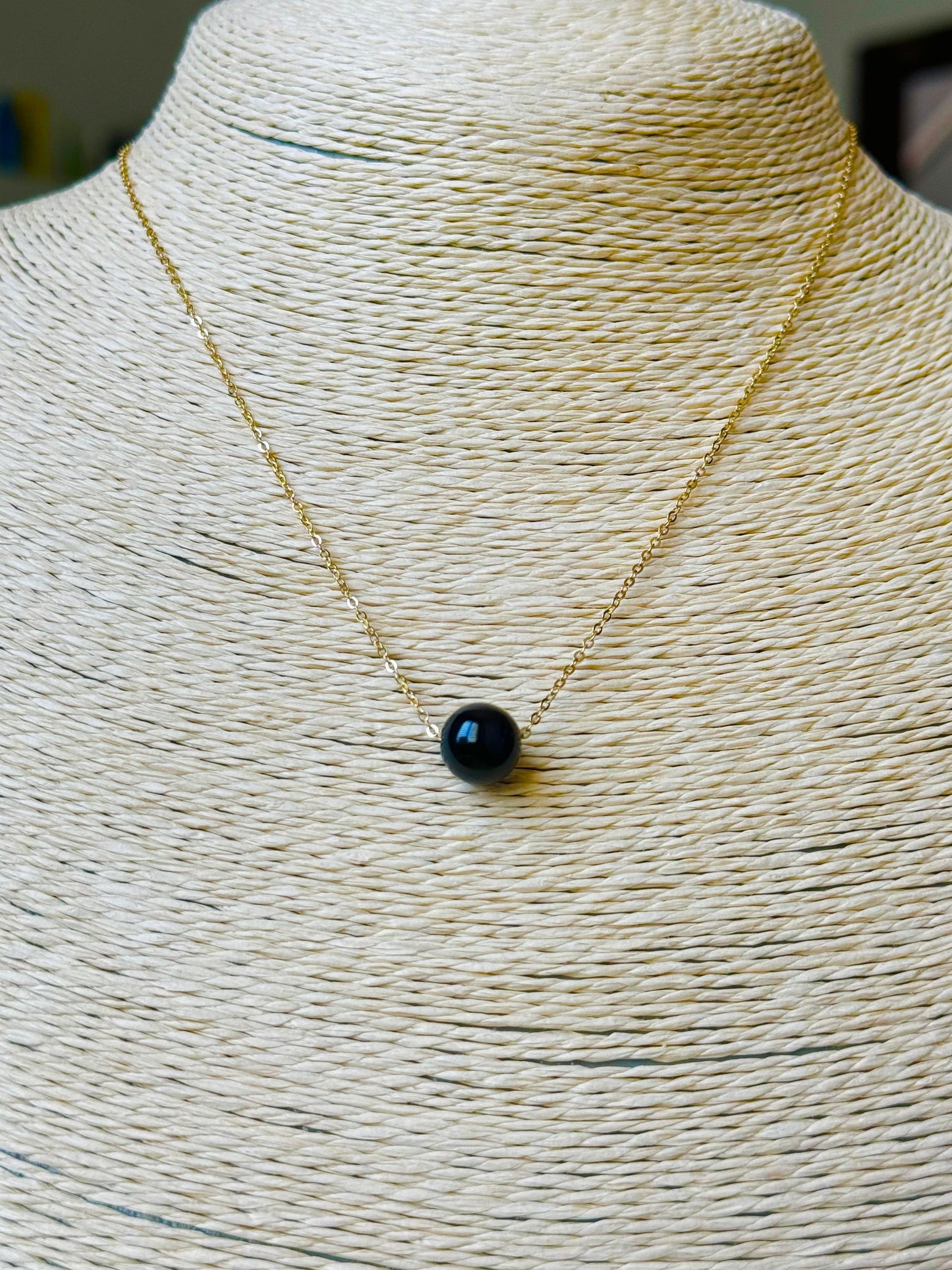 Black Ball  Pendant Necklace