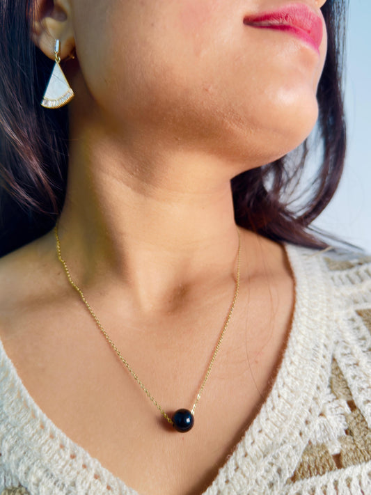 Black Ball  Pendant Necklace