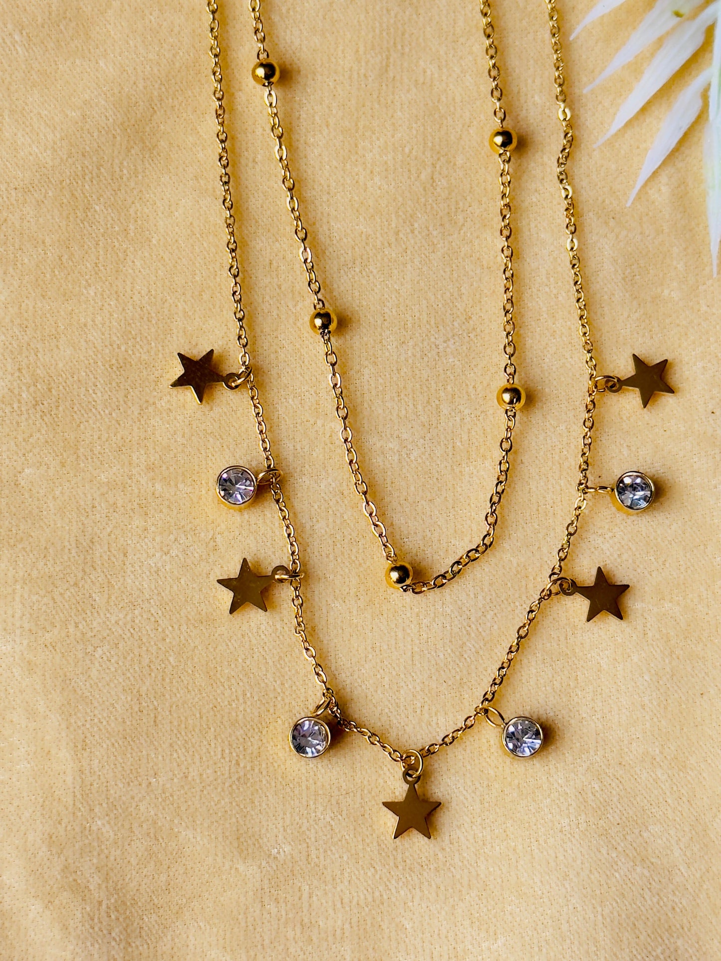 18K Gold-Plated Star Design Double Layer Necklace