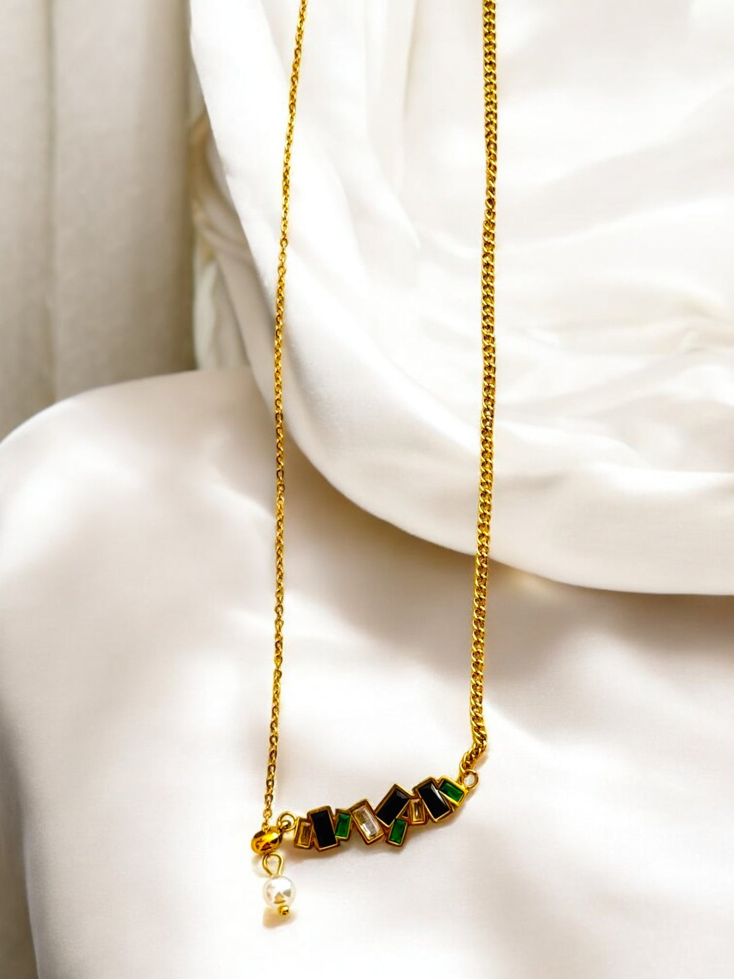 Multiple Rectangular Birthstone Necklace
