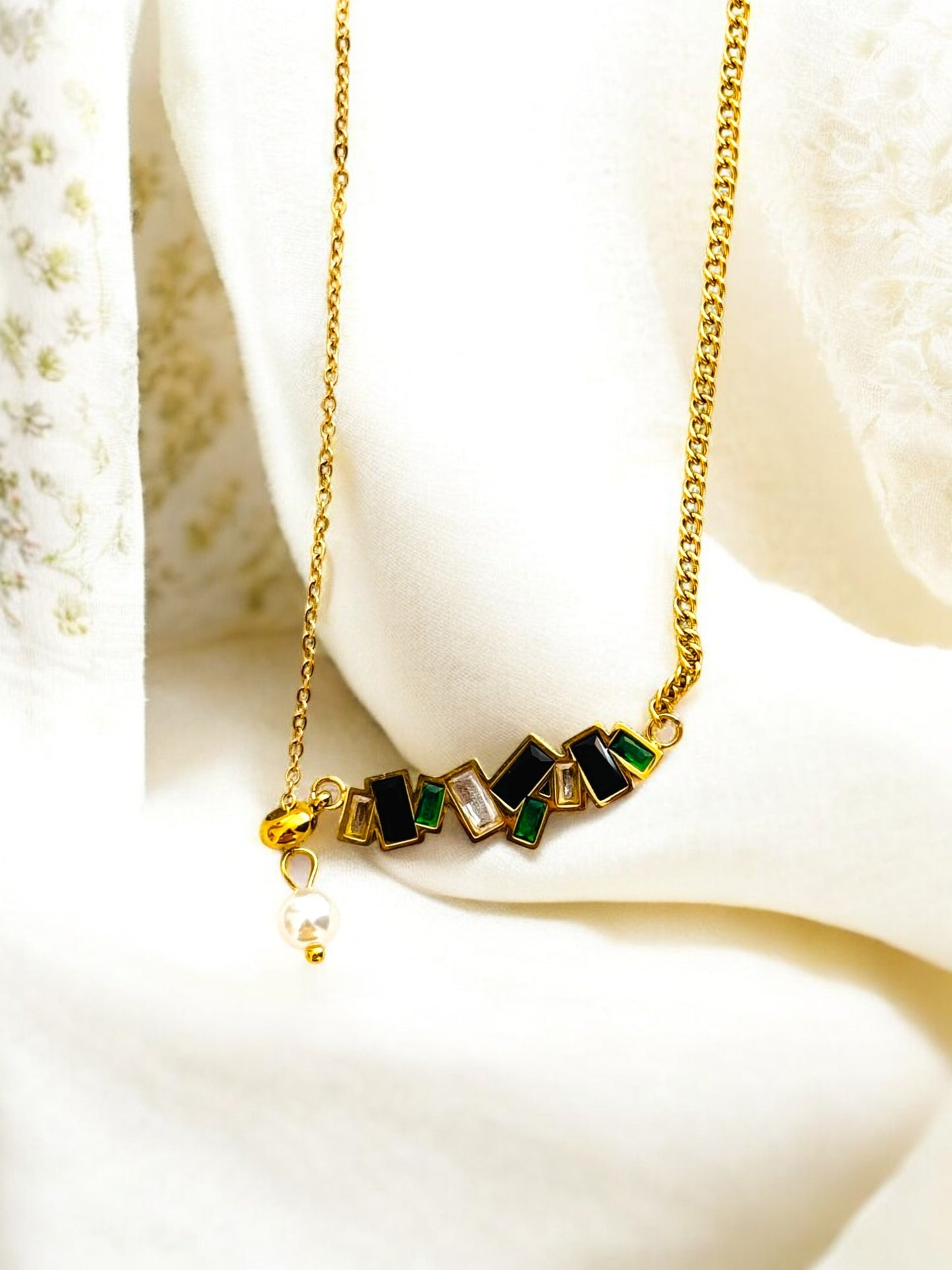 Multiple Rectangular Birthstone Necklace