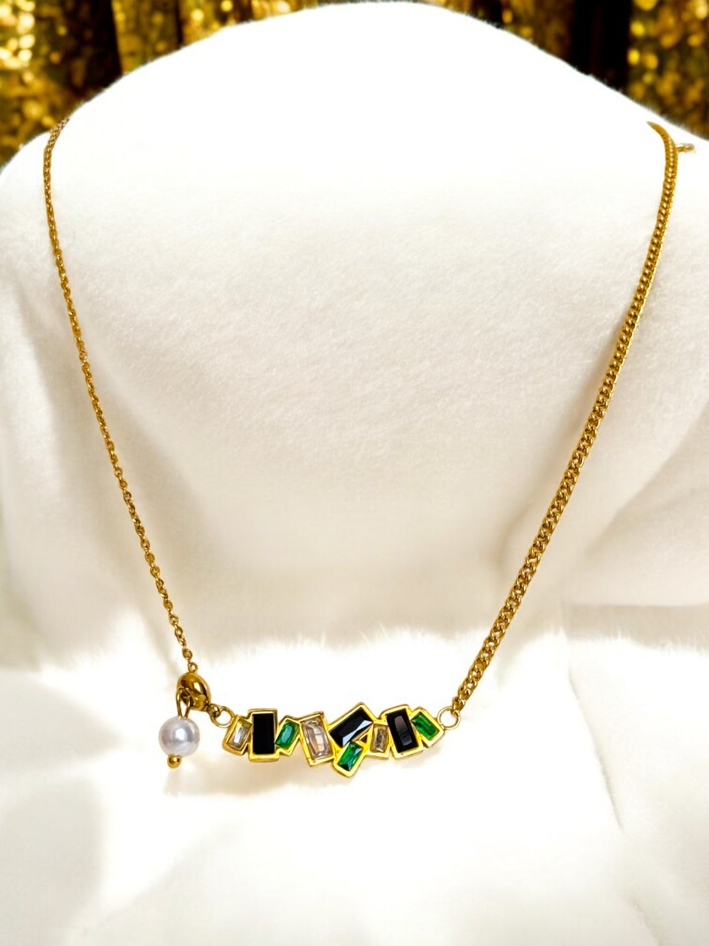 Multiple Rectangular Birthstone Necklace