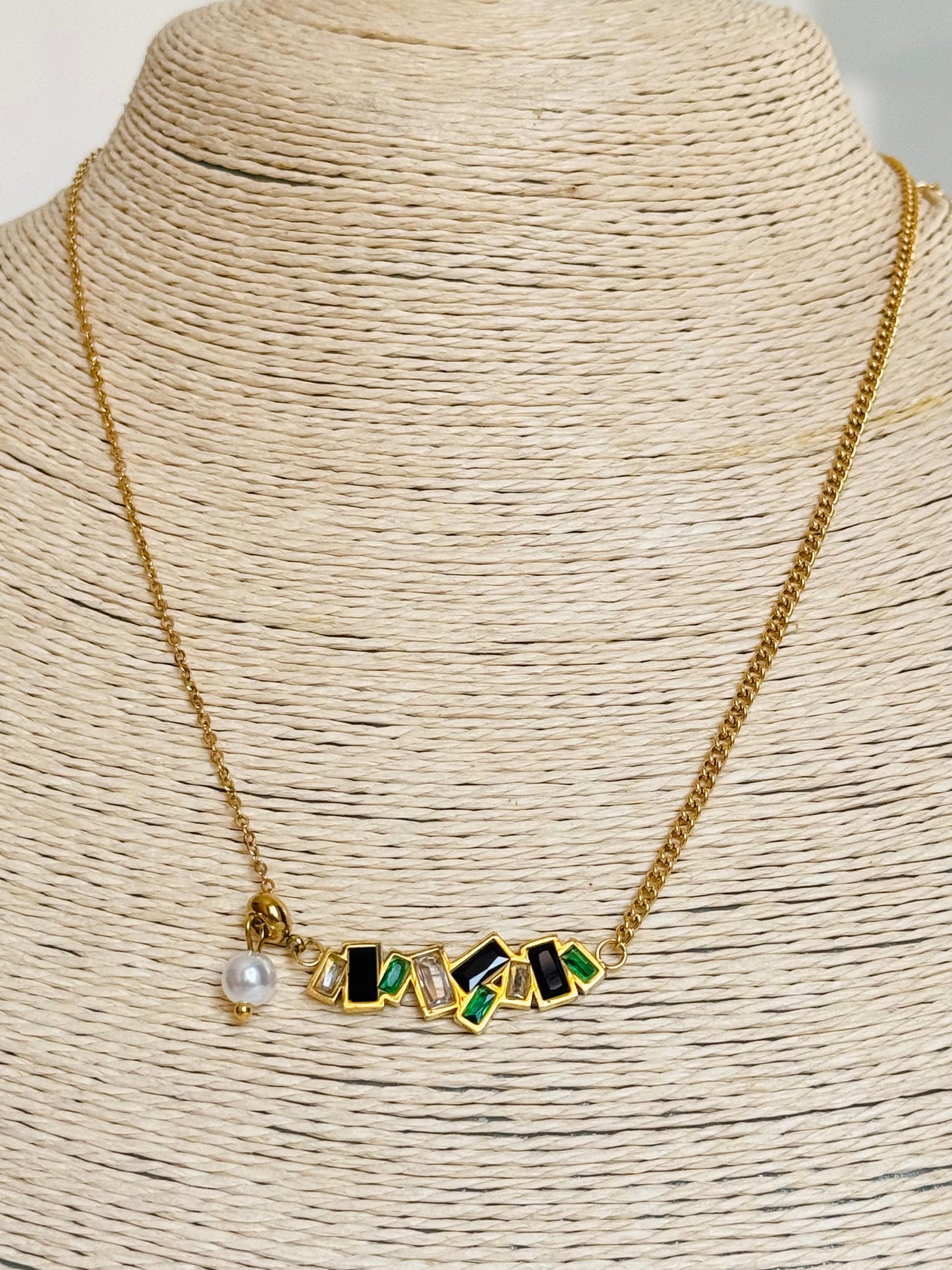 Multiple Rectangular Birthstone Necklace